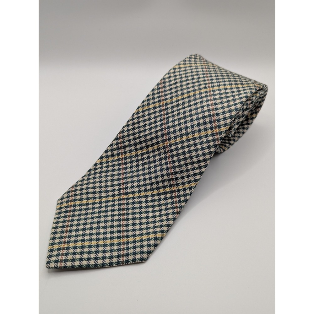 Polo Ralph Lauren Mens Silk Tie Green Houndstooth Glen Plaid Check RN 41381